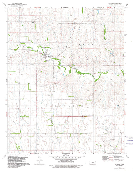 Classic USGS Wilmore Kansas 7.5'x7.5' Topo Map Image