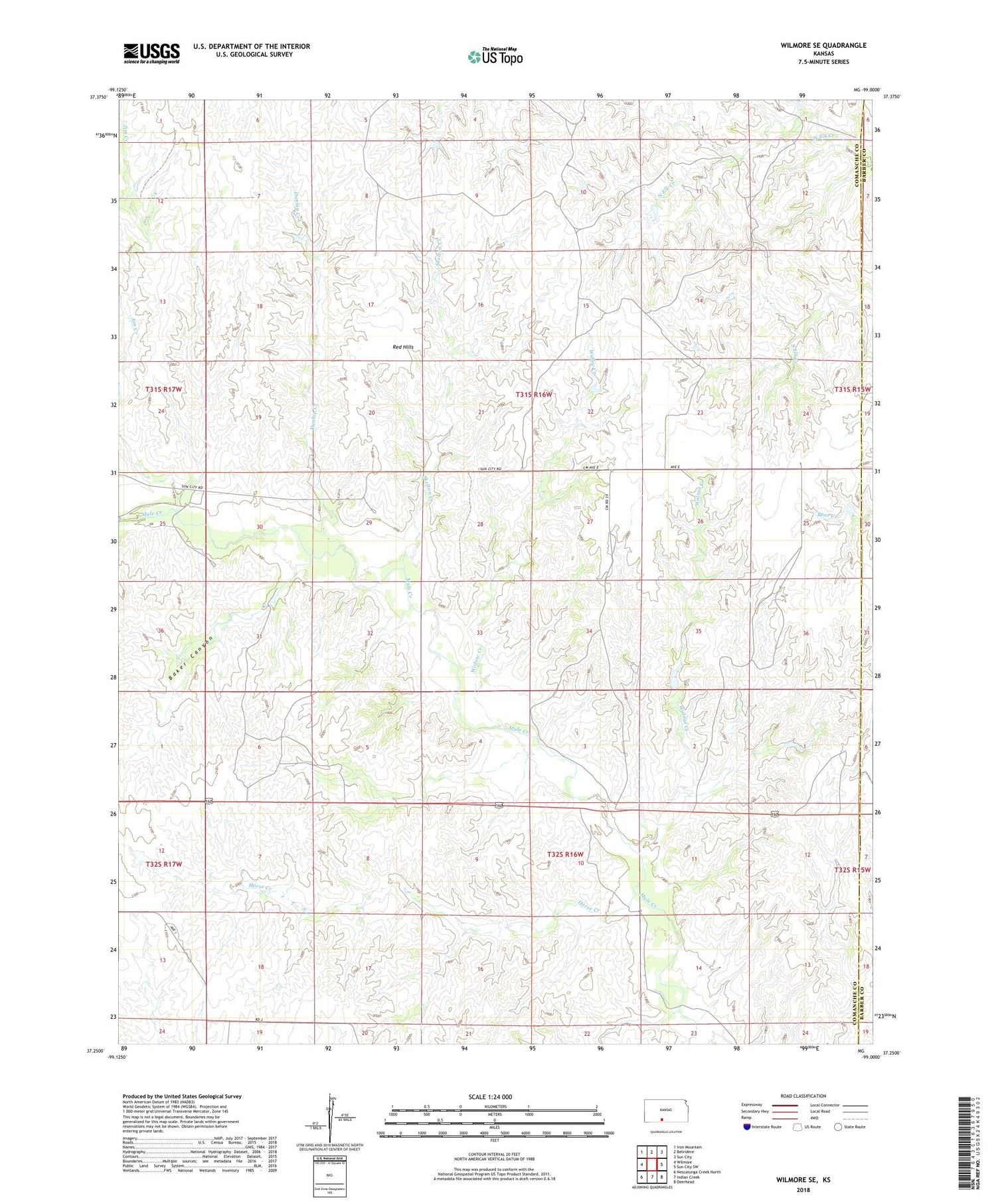 Wilmore SE Kansas US Topo Map Image