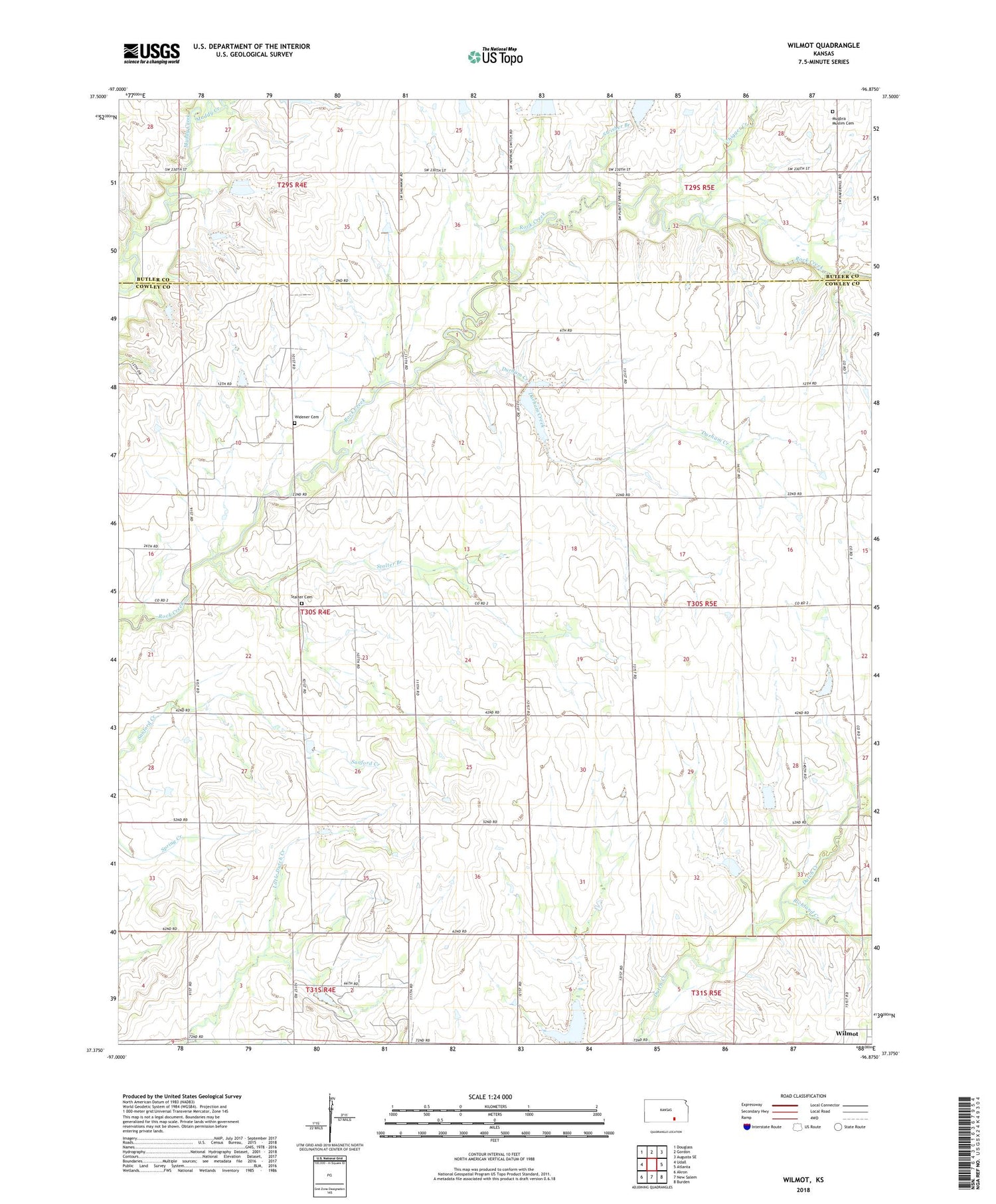 Wilmot Kansas US Topo Map Image