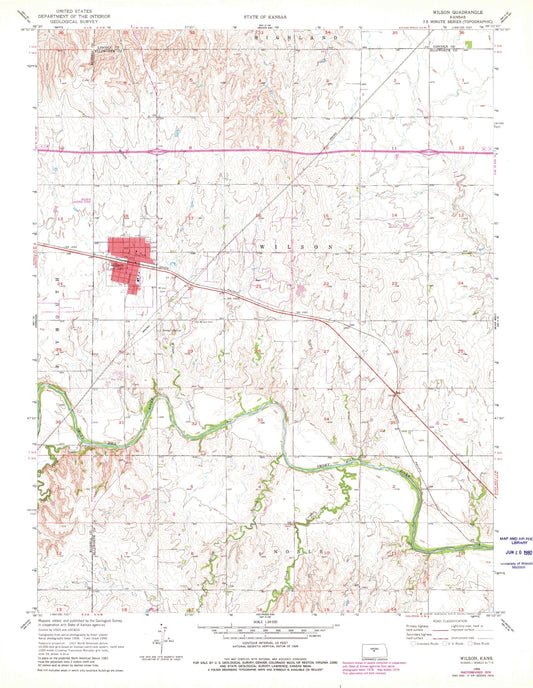 Classic USGS Wilson Kansas 7.5'x7.5' Topo Map Image