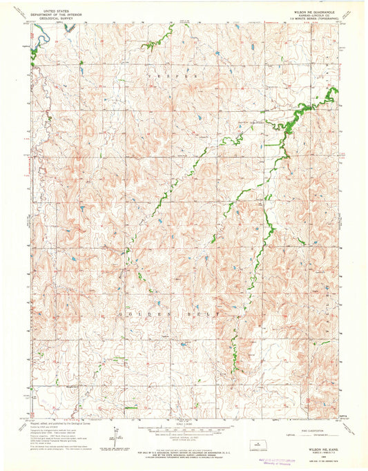 Classic USGS Wilson NE Kansas 7.5'x7.5' Topo Map Image