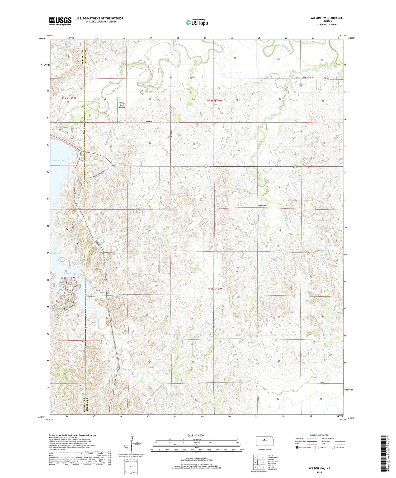 Wilson NW Kansas US Topo Map Image