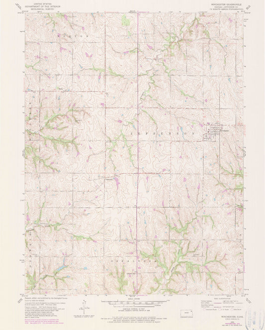 Classic USGS Winchester Kansas 7.5'x7.5' Topo Map Image