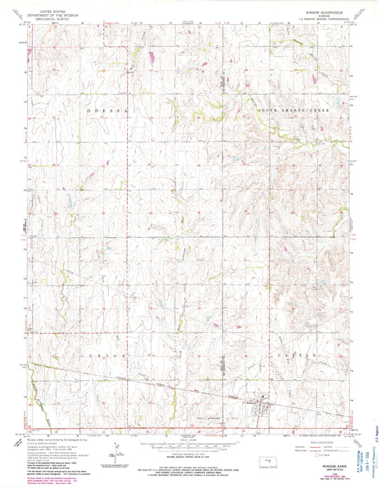 Classic USGS Windom Kansas 7.5'x7.5' Topo Map Image