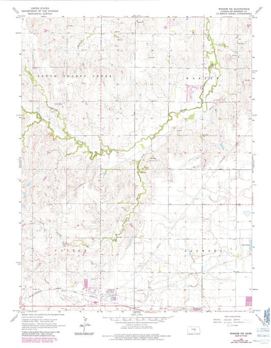 Classic USGS Windom NE Kansas 7.5'x7.5' Topo Map Image