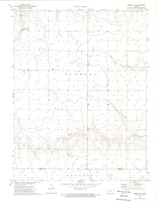 Classic USGS Winona NE Kansas 7.5'x7.5' Topo Map Image
