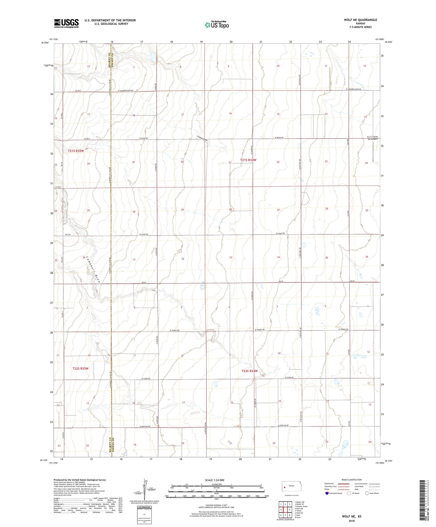 Wolf NE Kansas US Topo Map Image