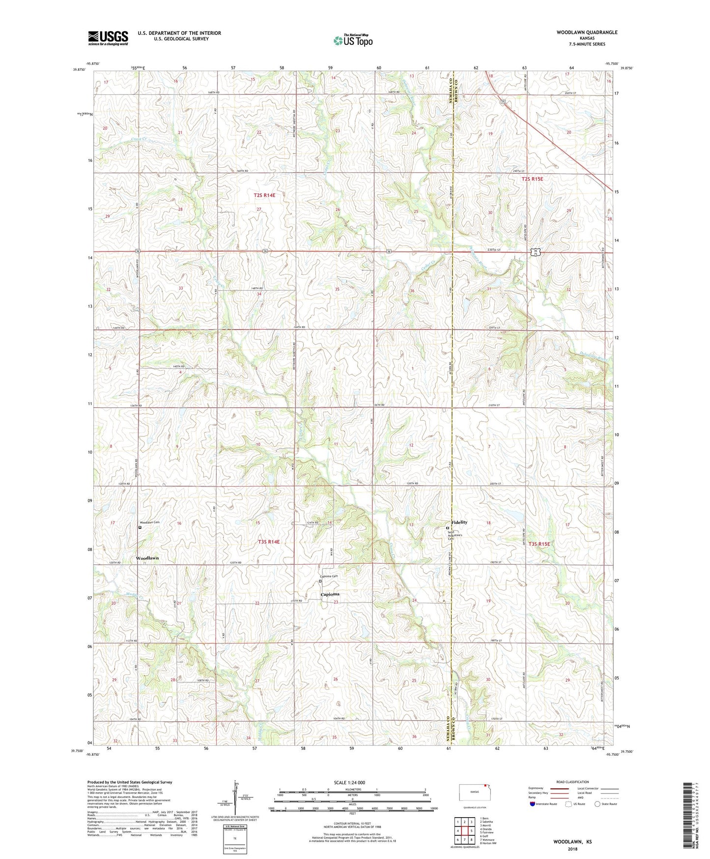 Woodlawn Kansas US Topo Map Image