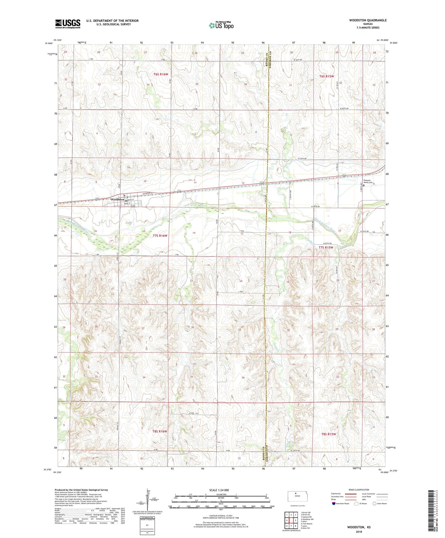 Woodston Kansas US Topo Map Image