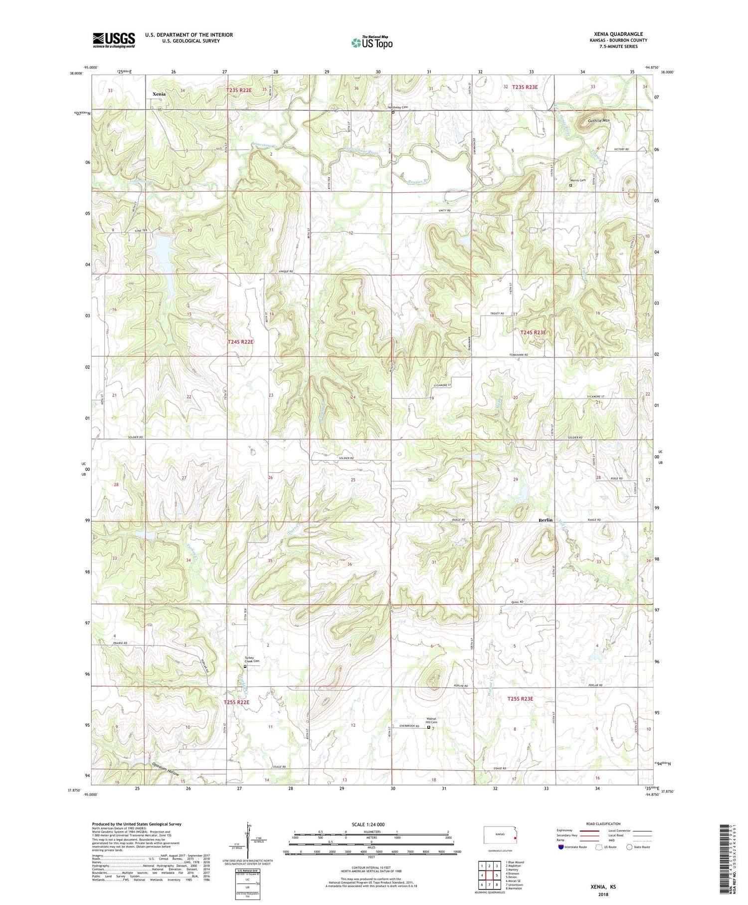 Xenia Kansas US Topo Map Image