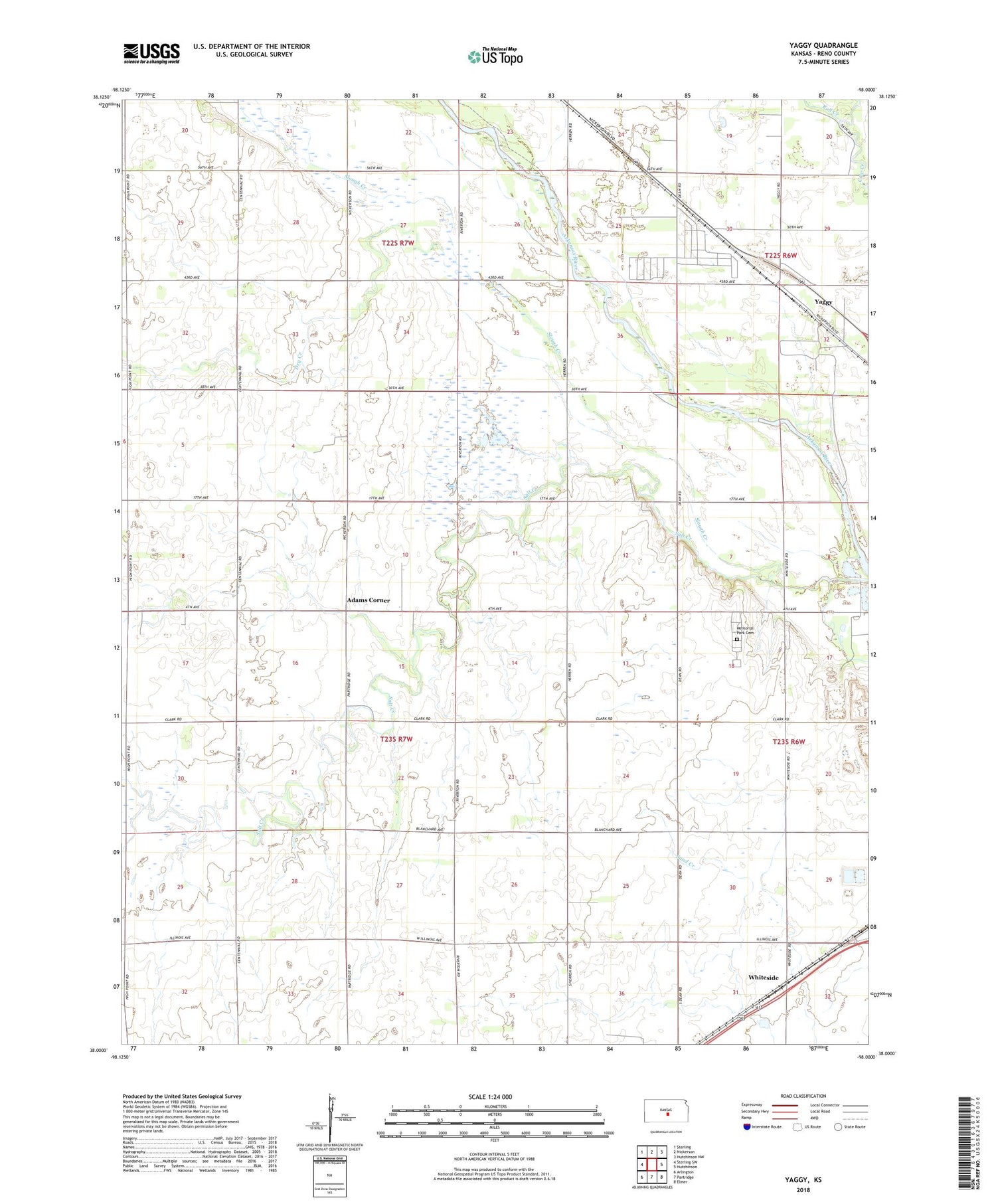 Yaggy Kansas US Topo Map Image