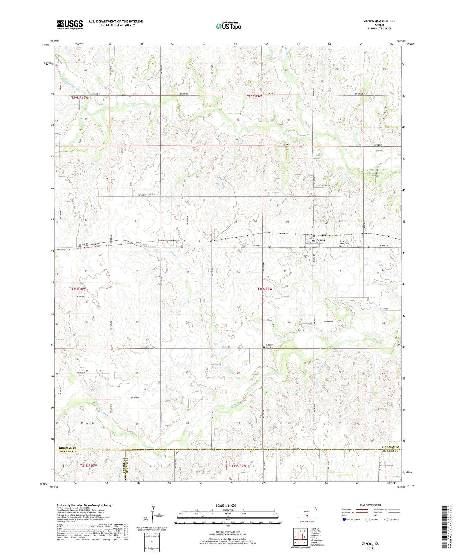 Zenda Kansas US Topo Map Image