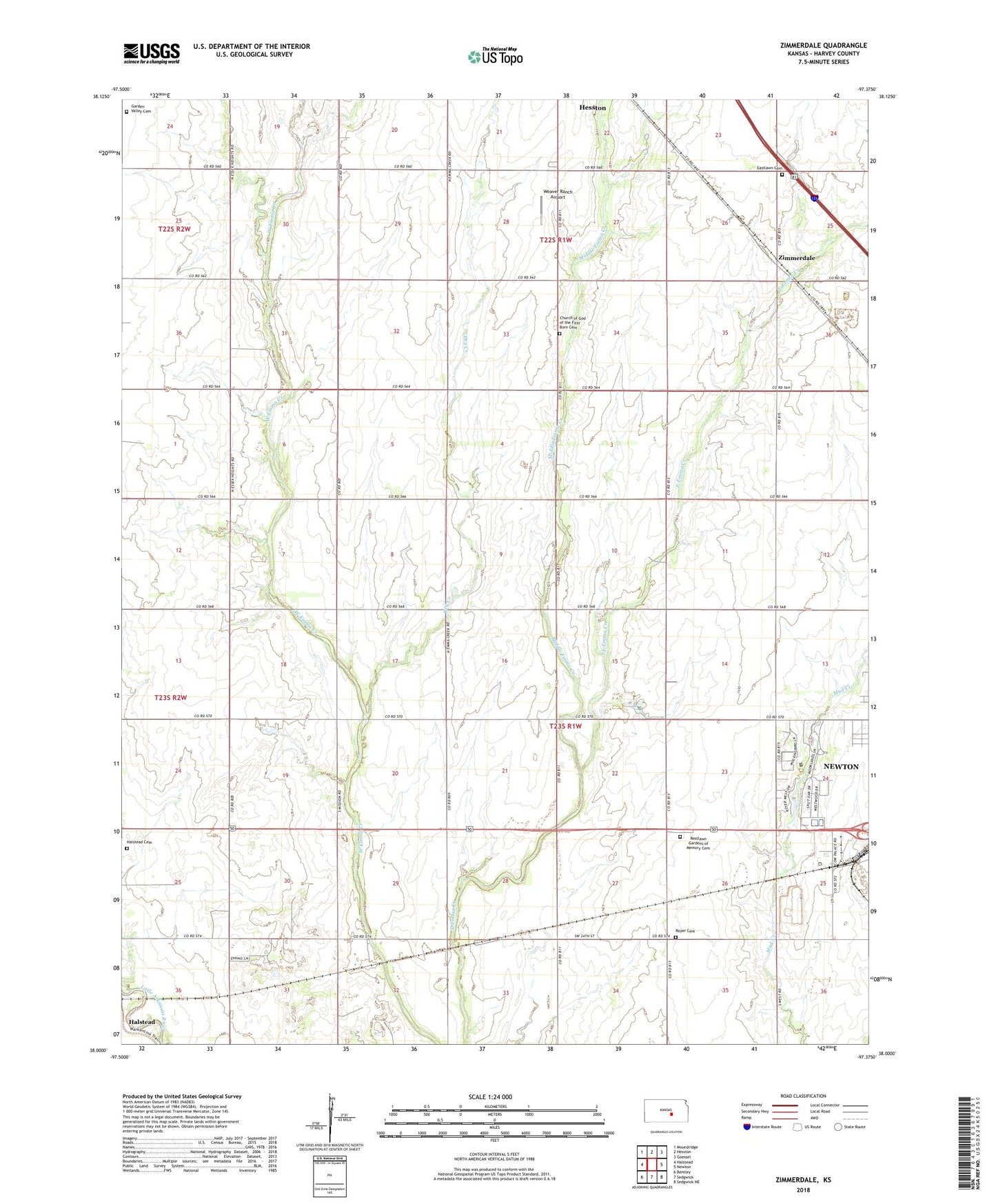 Zimmerdale Kansas US Topo Map Image