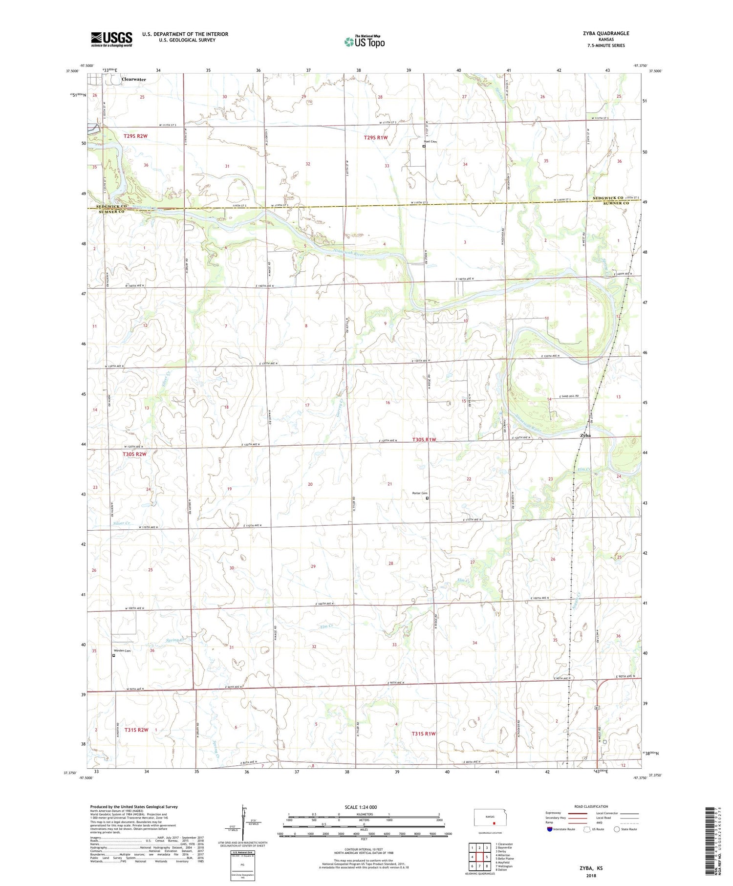Zyba Kansas US Topo Map Image