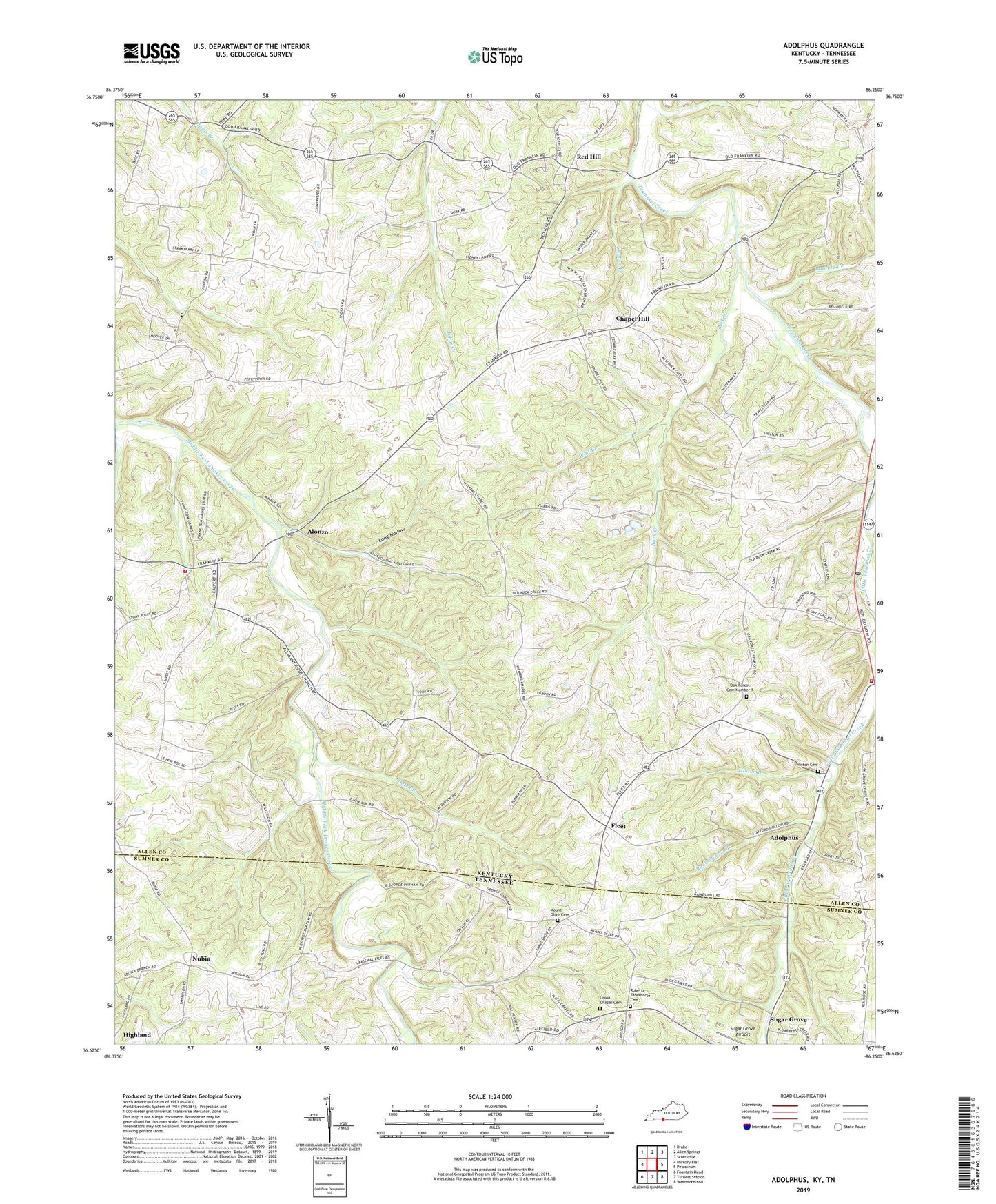 Adolphus Kentucky US Topo Map Image