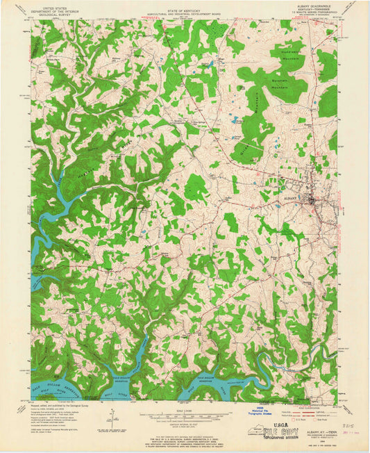 Classic USGS Albany Kentucky 7.5'x7.5' Topo Map Image