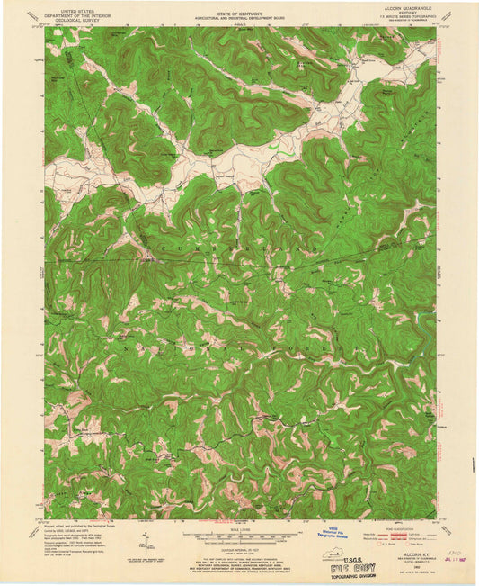Classic USGS Alcorn Kentucky 7.5'x7.5' Topo Map Image