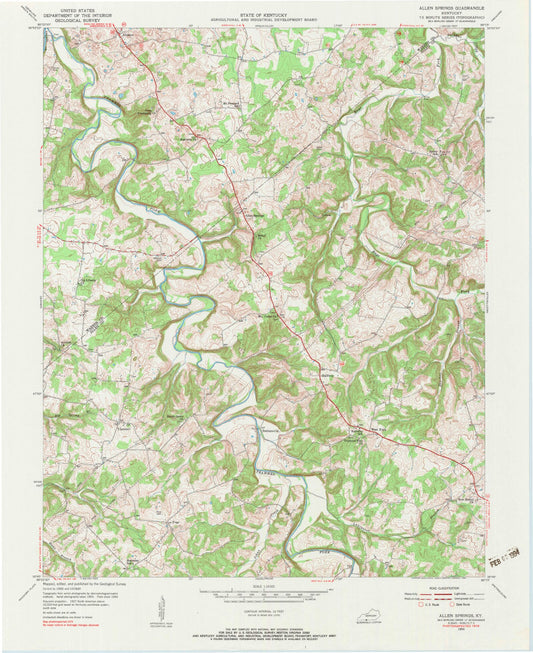 Classic USGS Allen Springs Kentucky 7.5'x7.5' Topo Map Image