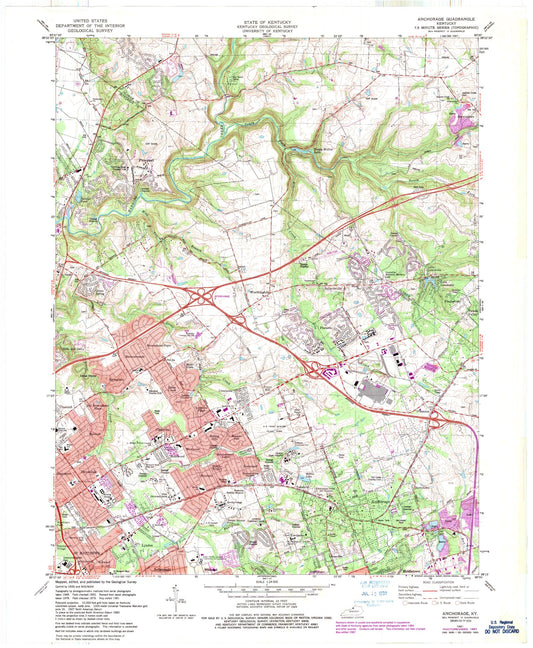 Classic USGS Anchorage Kentucky 7.5'x7.5' Topo Map Image