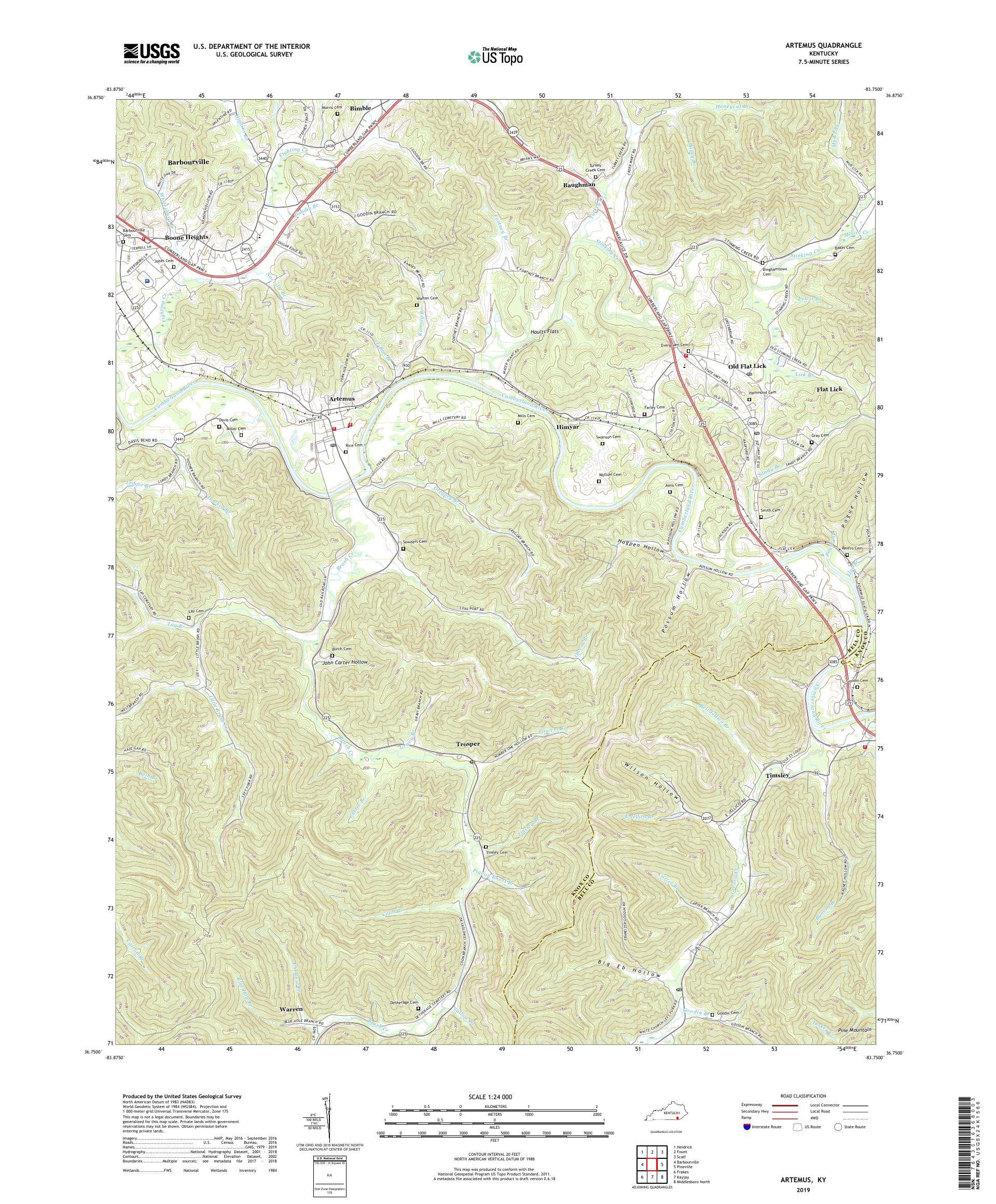 Artemus Kentucky US Topo Map – MyTopo Map Store