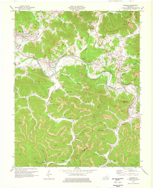 Classic USGS Artemus Kentucky 7.5'x7.5' Topo Map Image