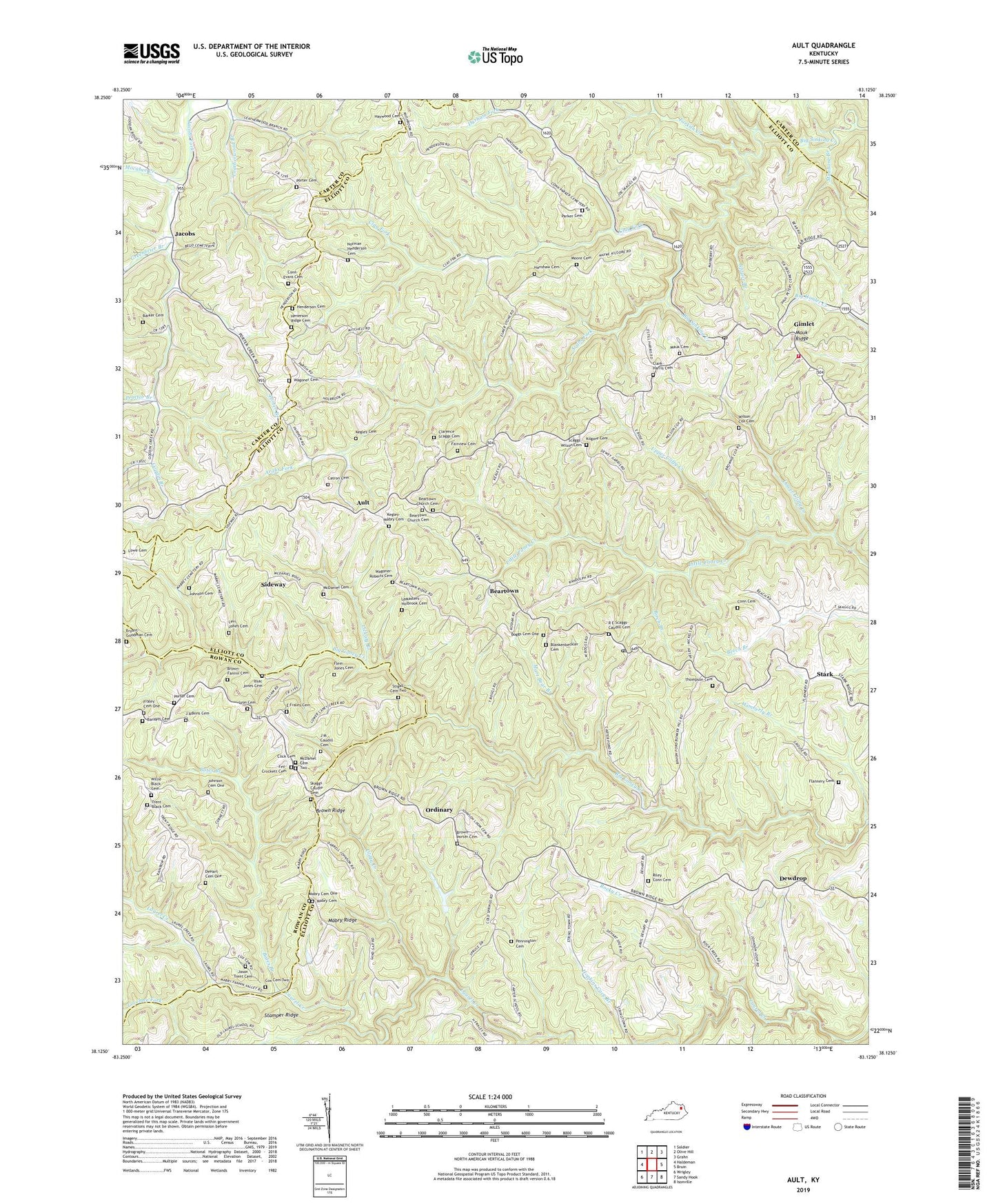 Ault Kentucky US Topo Map Image