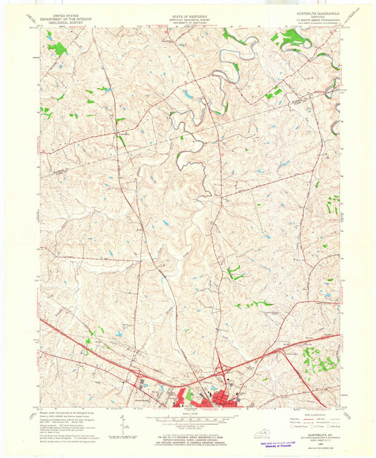 Classic USGS Austerlitz Kentucky 7.5'x7.5' Topo Map Image