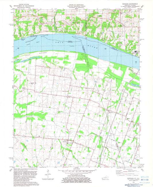 Classic USGS Bandana Kentucky 7.5'x7.5' Topo Map Image