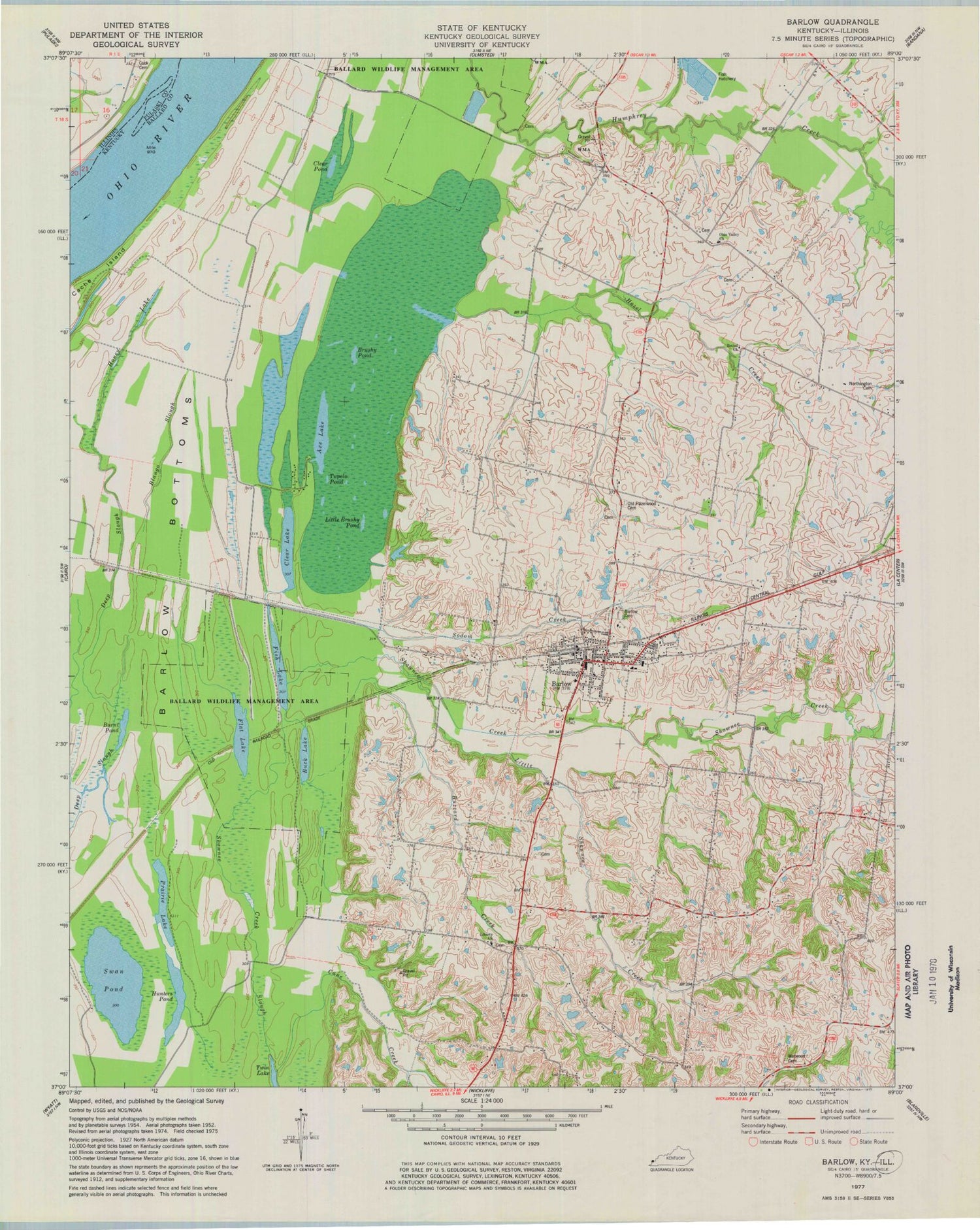 Classic USGS Barlow Kentucky 7.5'x7.5' Topo Map Image