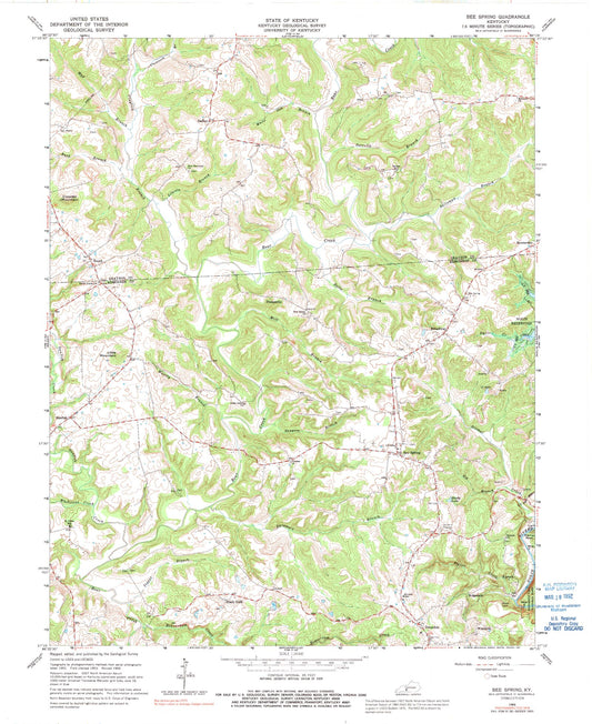 Classic USGS Bee Spring Kentucky 7.5'x7.5' Topo Map Image