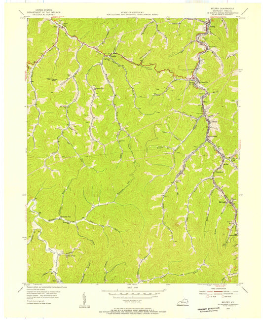 Classic USGS Belfry Kentucky 7.5'x7.5' Topo Map Image