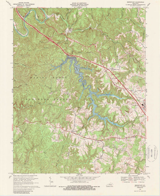 Classic USGS Bernstadt Kentucky 7.5'x7.5' Topo Map Image
