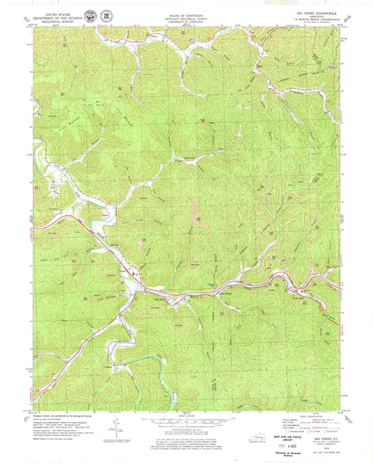 Classic USGS Big Creek Kentucky 7.5'x7.5' Topo Map Image