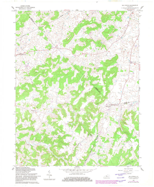 Classic USGS Big Spring Kentucky 7.5'x7.5' Topo Map Image