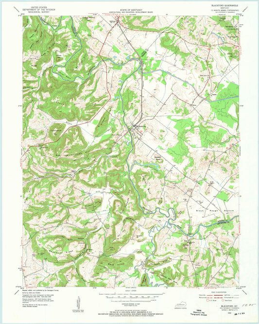 Classic USGS Blackford Kentucky 7.5'x7.5' Topo Map Image