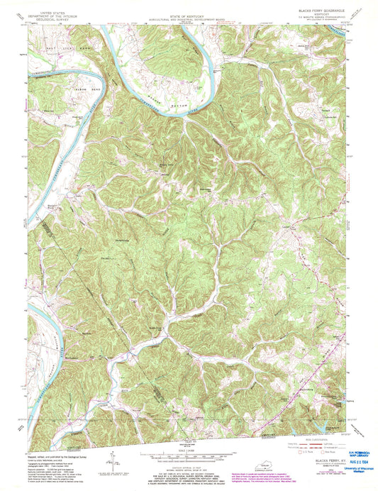 Classic USGS Blacks Ferry Kentucky 7.5'x7.5' Topo Map Image