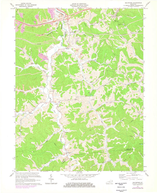 Classic USGS Boltsfork Kentucky 7.5'x7.5' Topo Map Image