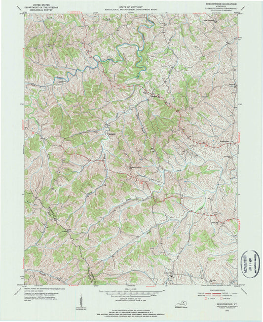 Classic USGS Breckinridge Kentucky 7.5'x7.5' Topo Map Image