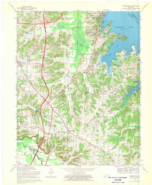 Classic USGS Briensburg Kentucky 7.5'x7.5' Topo Map Image