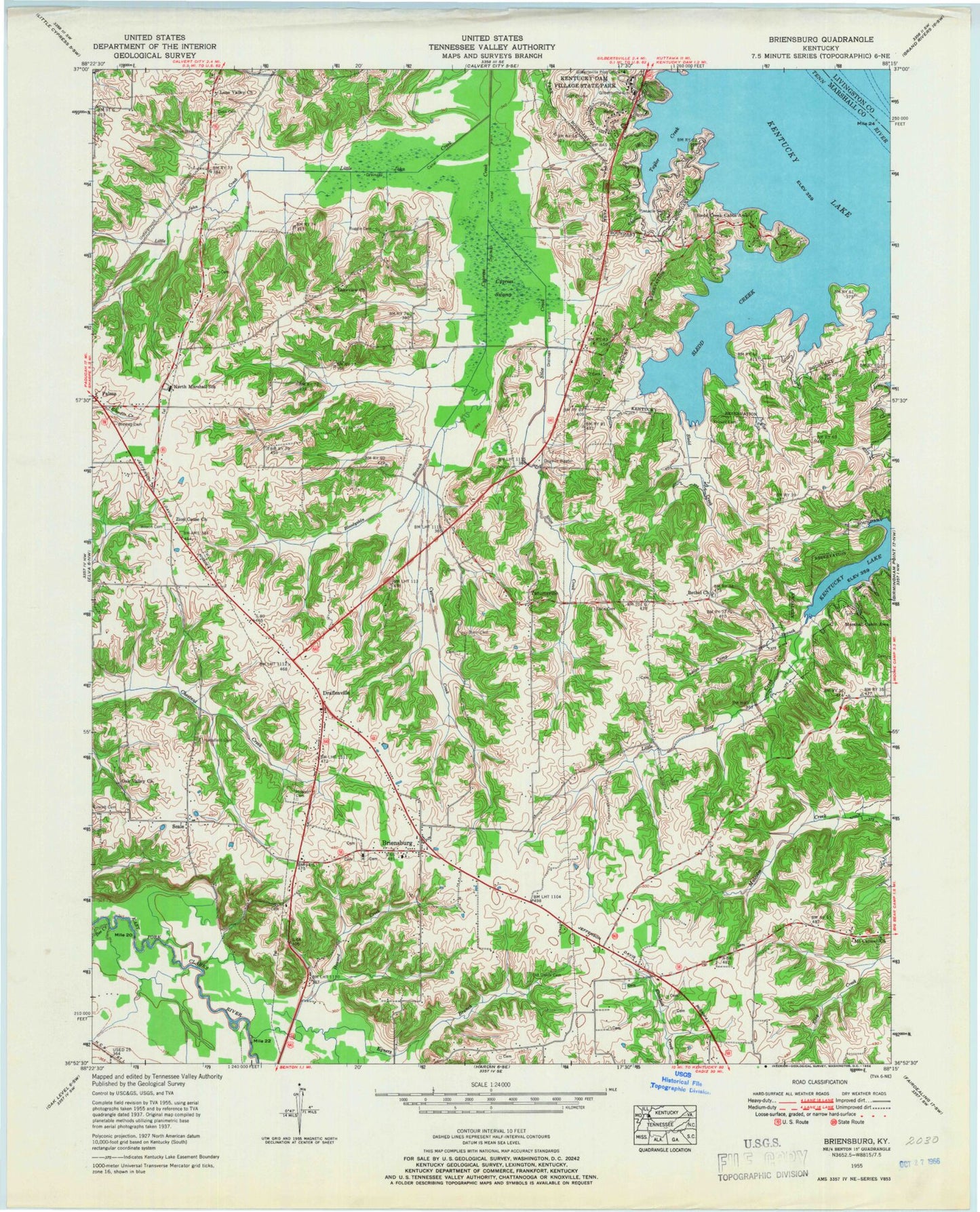 Classic USGS Briensburg Kentucky 7.5'x7.5' Topo Map Image