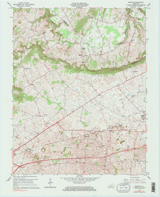 Classic USGS Bristow Kentucky 7.5'x7.5' Topo Map Image