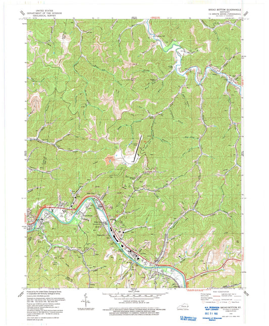 Classic USGS Broad Bottom Kentucky 7.5'x7.5' Topo Map Image
