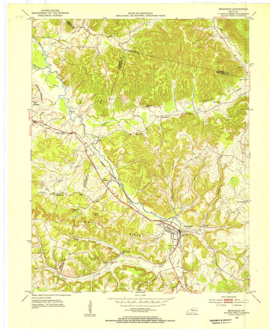 Classic USGS Brodhead Kentucky 7.5'x7.5' Topo Map Image