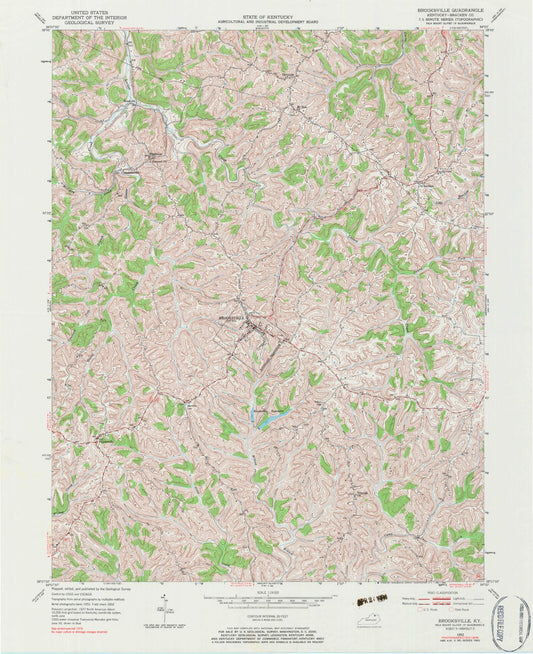 Classic USGS Brooksville Kentucky 7.5'x7.5' Topo Map Image