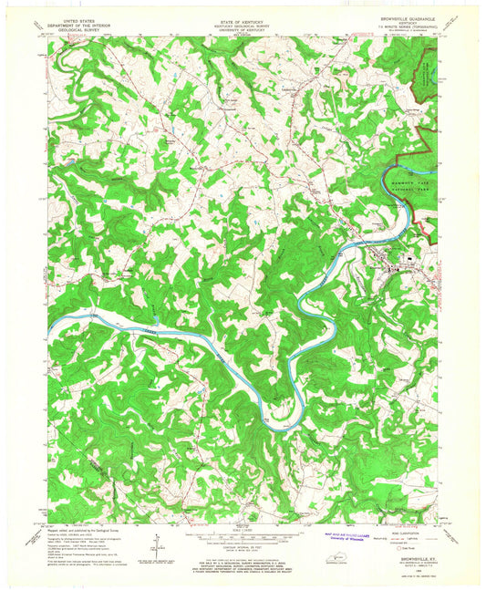 Classic USGS Brownsville Kentucky 7.5'x7.5' Topo Map Image