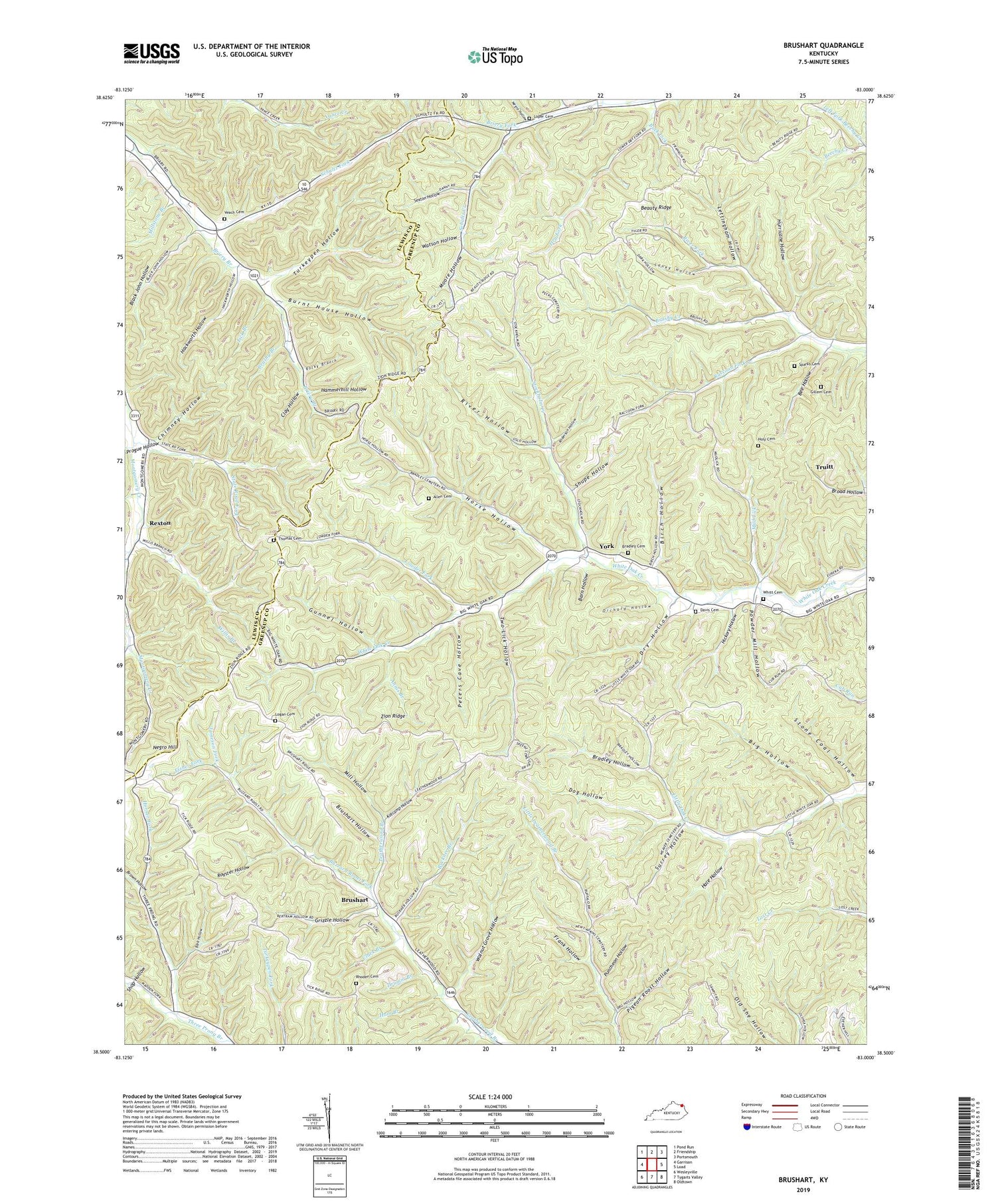 Brushart Kentucky US Topo Map Image