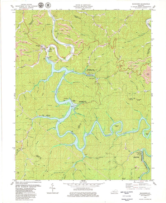 Classic USGS Buckhorn Kentucky 7.5'x7.5' Topo Map Image
