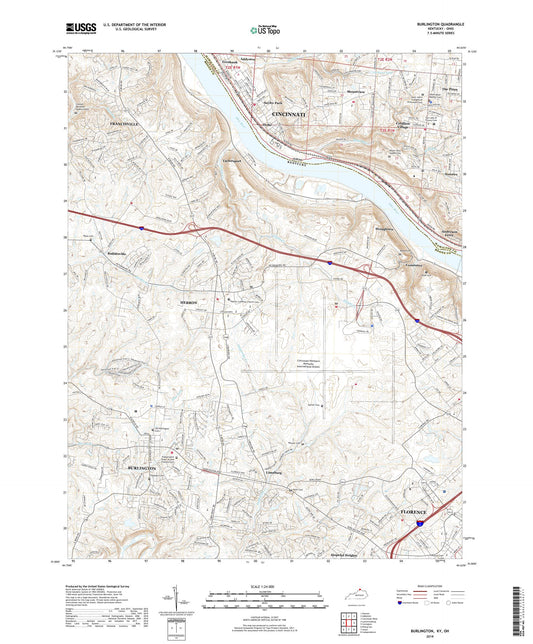 Burlington Kentucky US Topo Map Image
