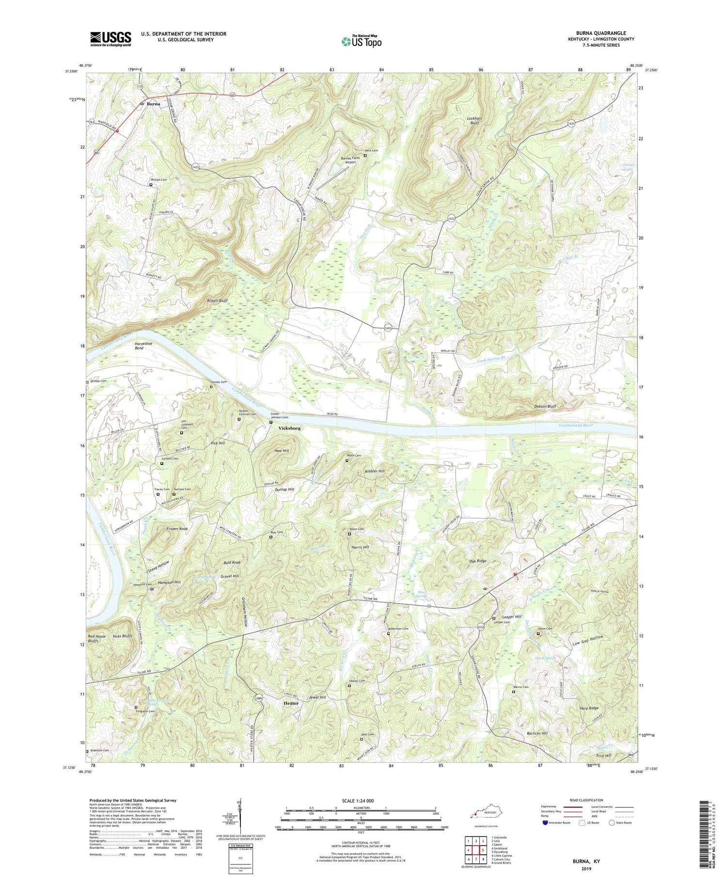 Burna Kentucky US Topo Map Image