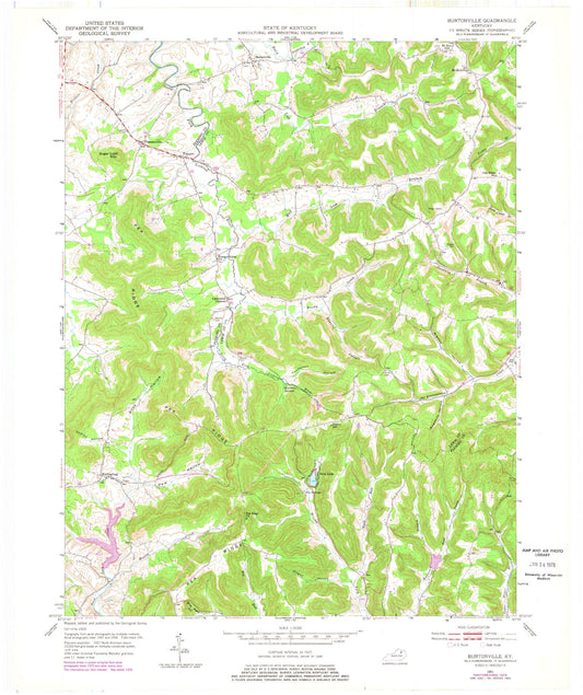 Classic USGS Burtonville Kentucky 7.5'x7.5' Topo Map Image